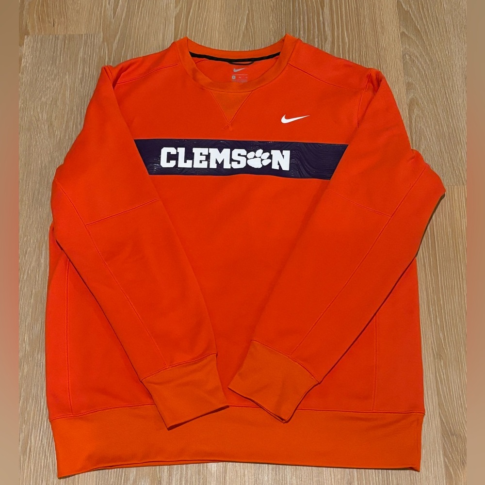 Nike Mens Clemson University Tigers Crewneck Sweatshirt XL Orange Fleece NCAA